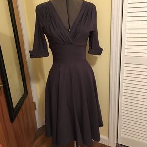 Unique Vintage gray dress with pleated bodice